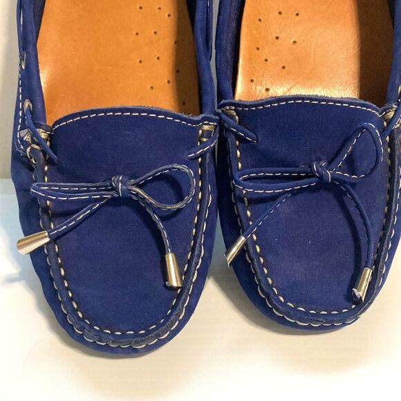 MERCANTI Fiorentini Nubuck Driving Shoes Blue Leather Loafers Womens 9B - Picture 4 of 14